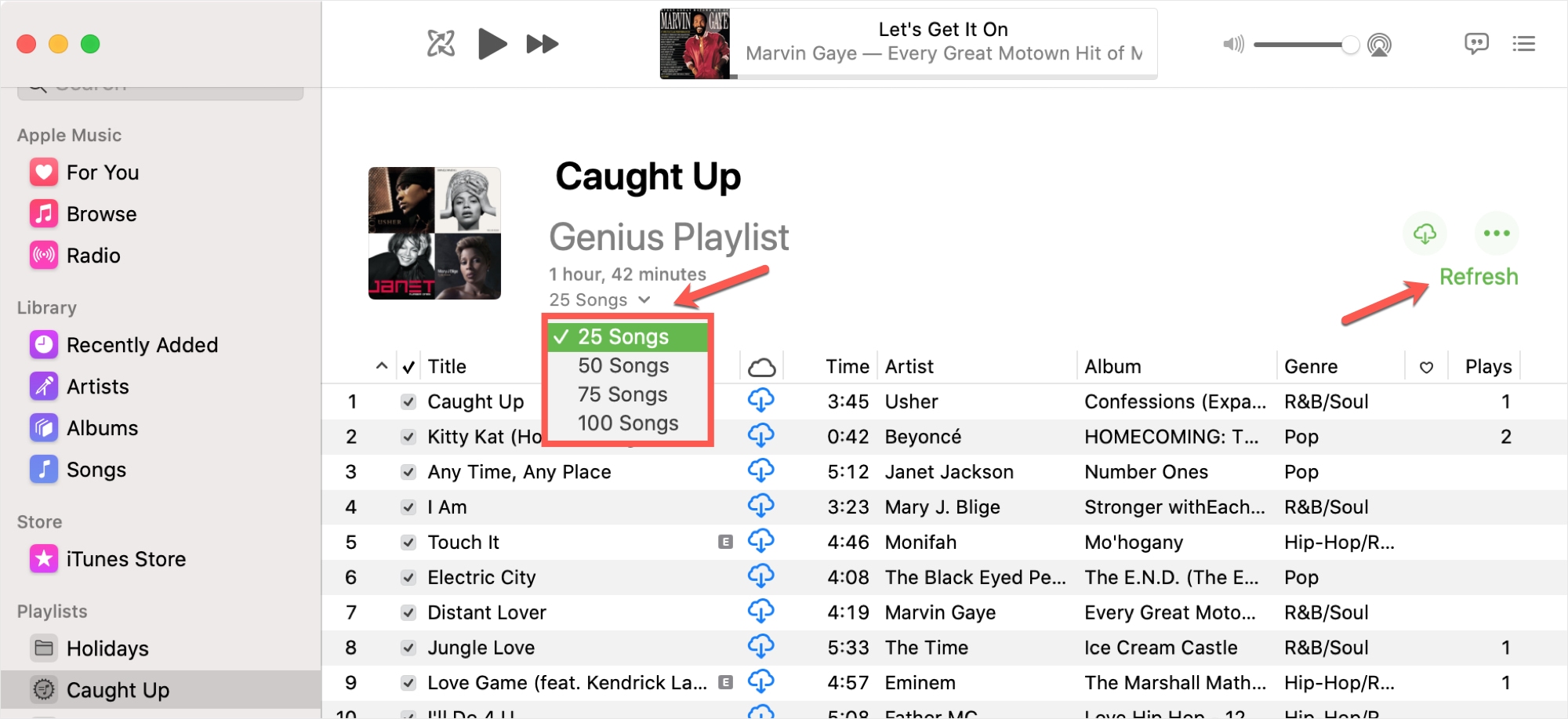 Edit a Genius Playlist in Music on Mac