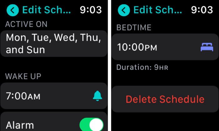 Edit Sleep Schedule on Apple Watch