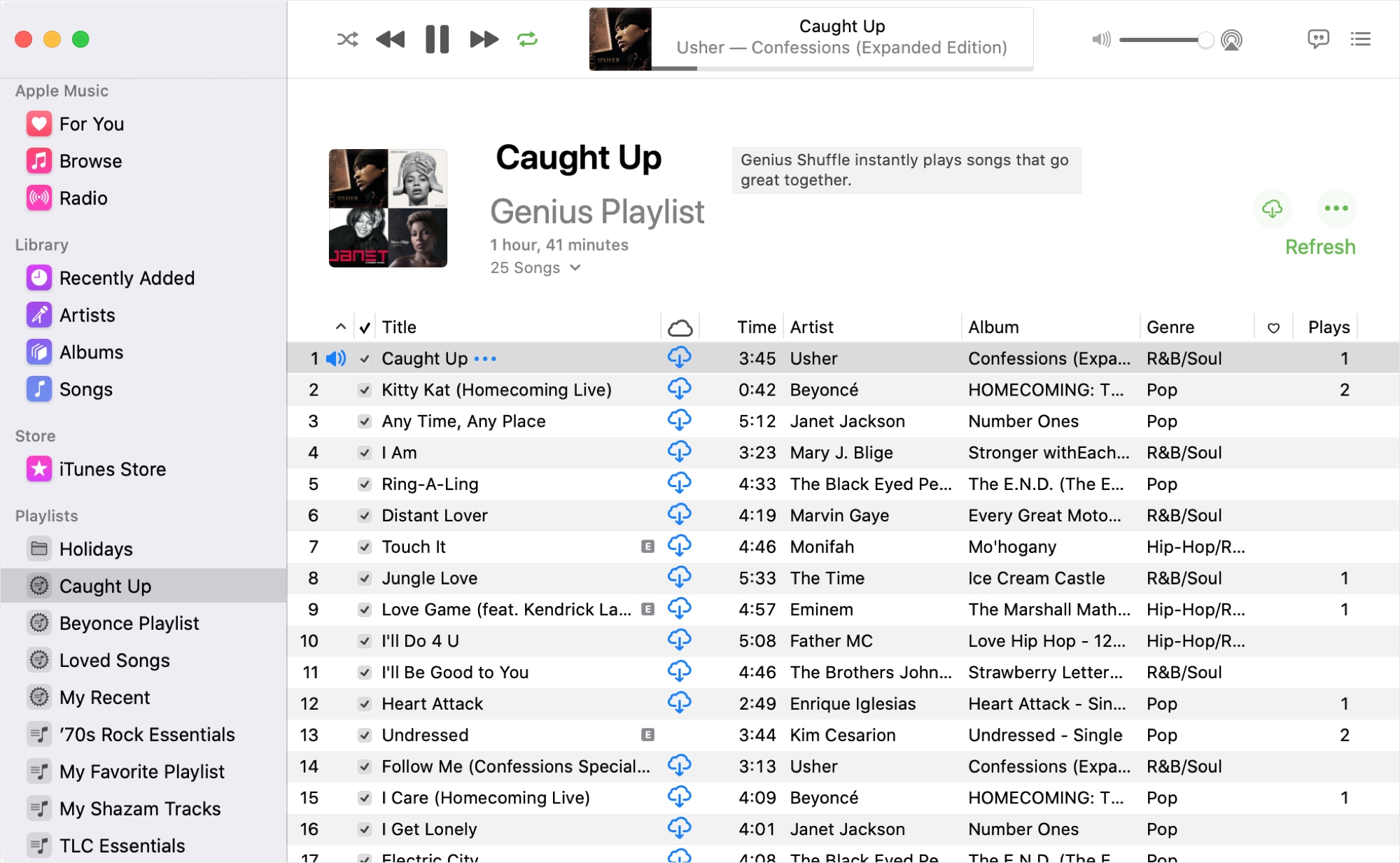 Genius Playlist and Shuffle in Music on Mac