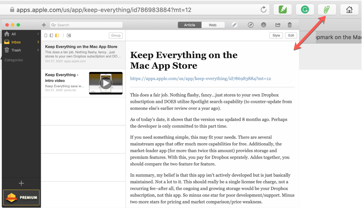Keep Everything Safari Extension for Notes
