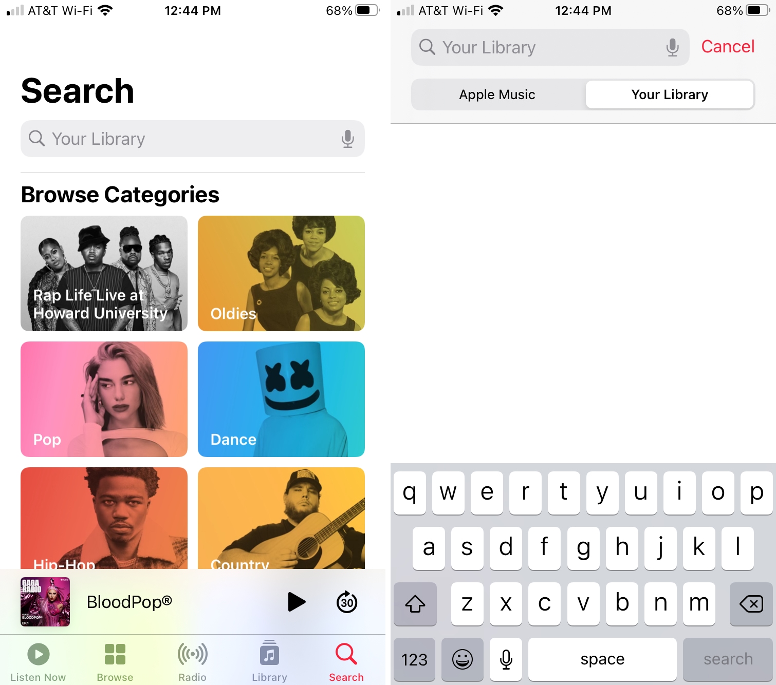 Search Your Library in Music on iPhone