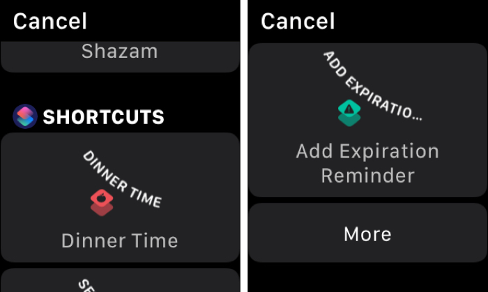 Shortcuts Complications More on Apple Watch