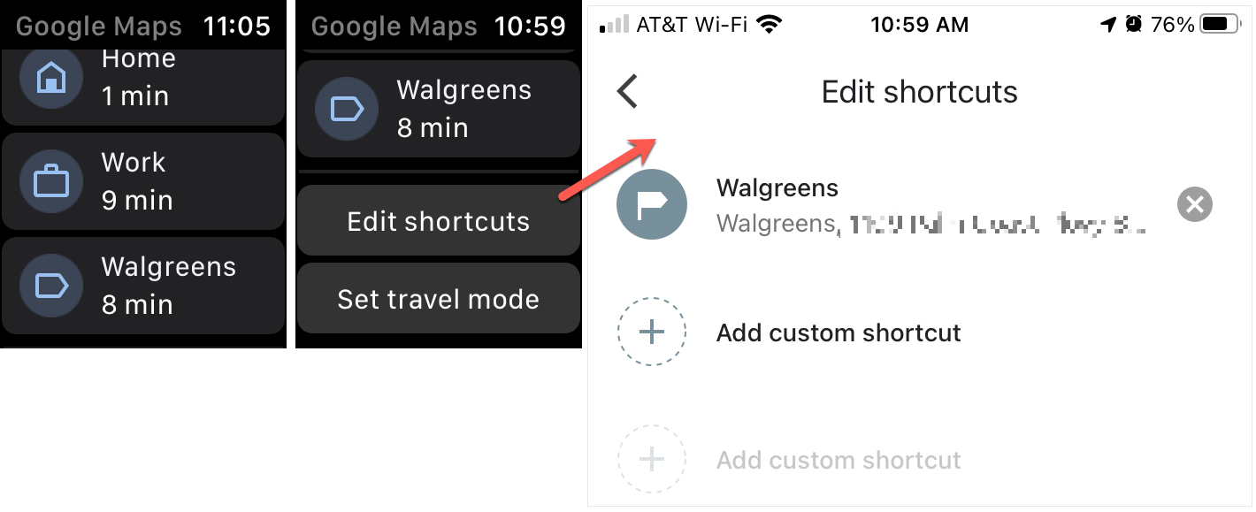 View Travel Times and Edit Shortcuts in Google Maps on iPhone