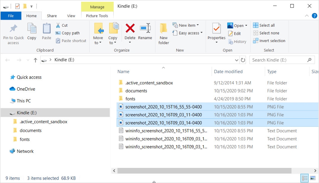 View Kindle Screenshots in File Explorer