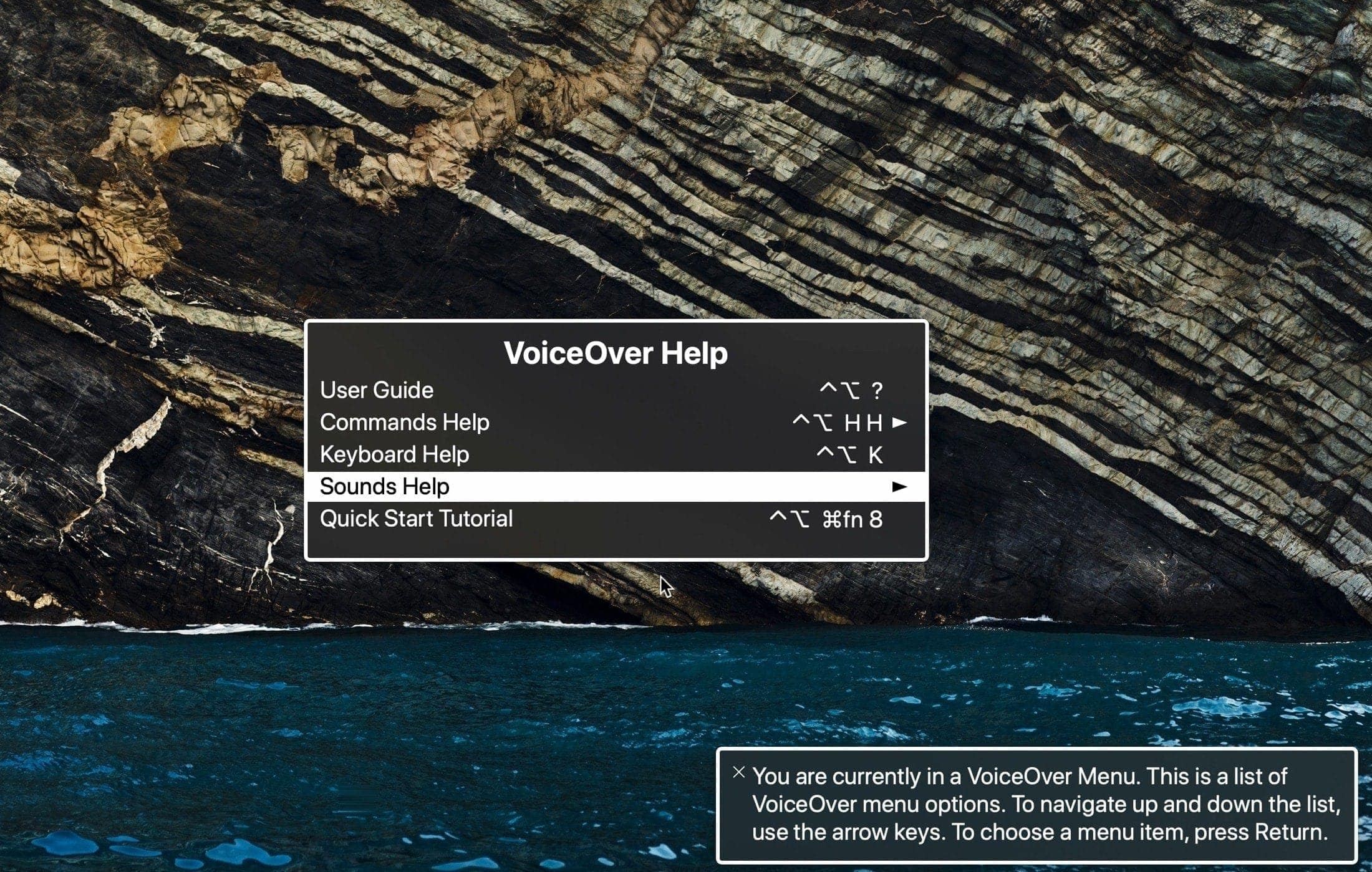 VoiceOver and Help Menu on Mac