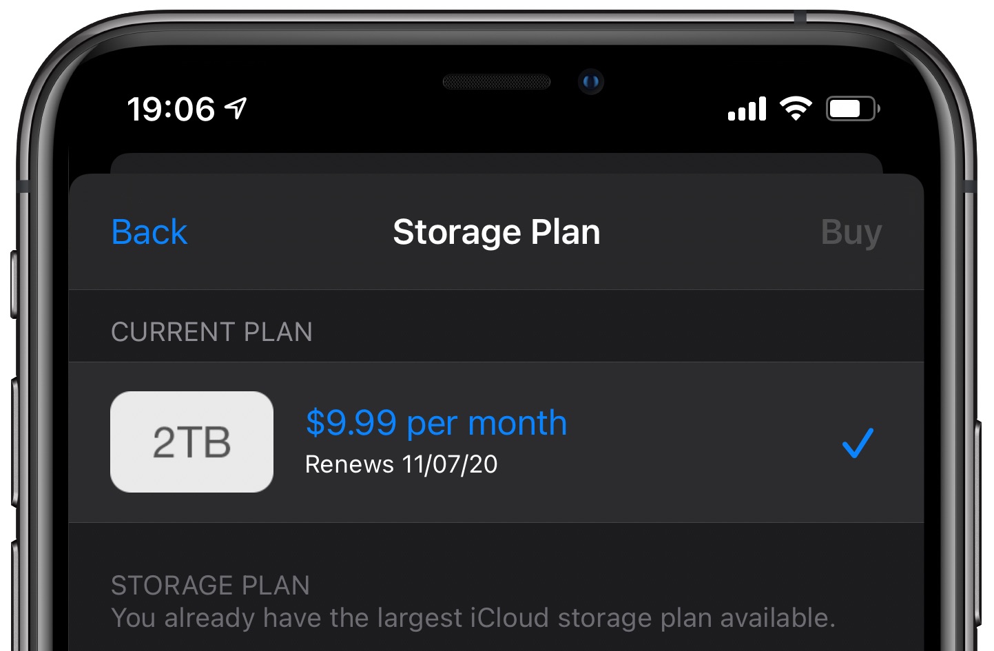 Apple One subscription bundle - iCloud storage plan iPhone screenshot