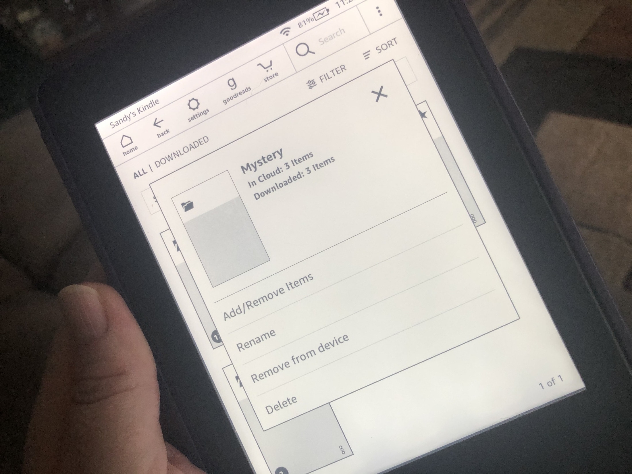 Collection Menu on Kindle Paperwhite