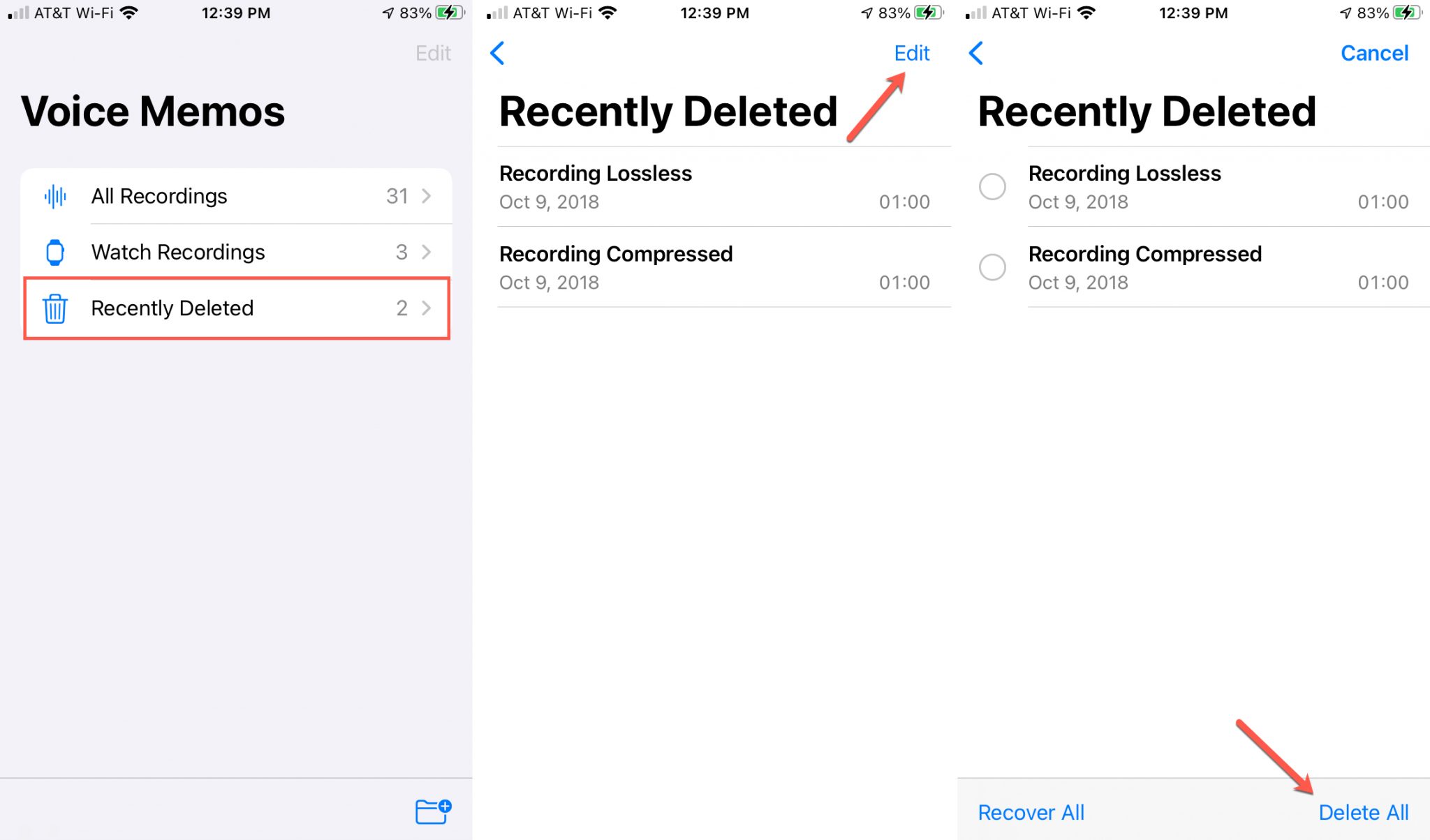 How to automatically remove deleted Voice Memos