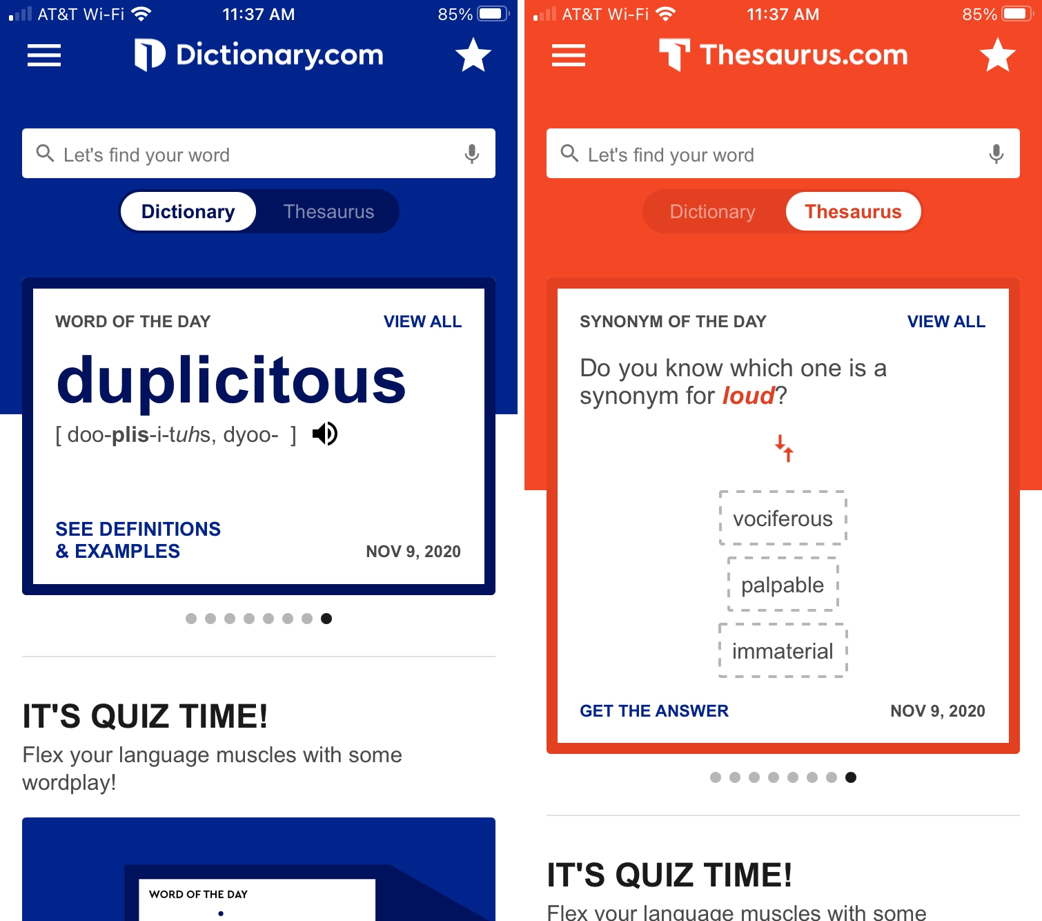 Dictionary.com and Thesaurus.com on iPhone