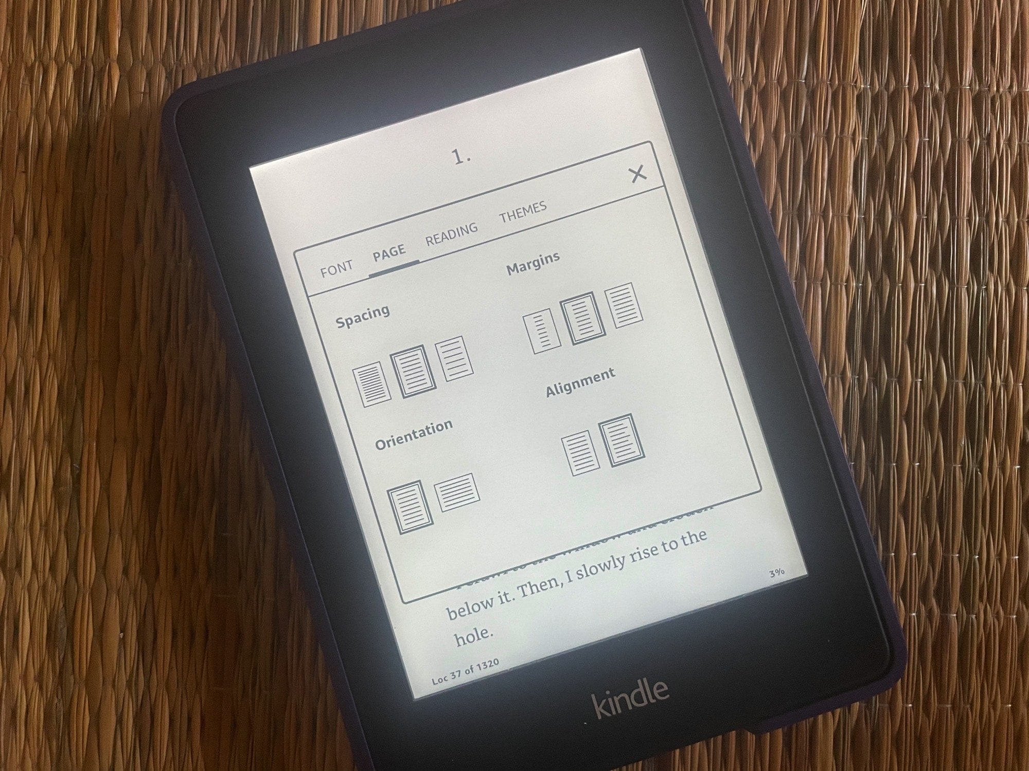 Kindle Page Layout Options