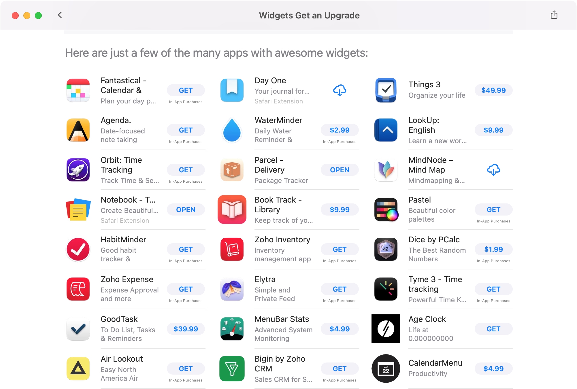 Mac App Store Notification Center Widgets