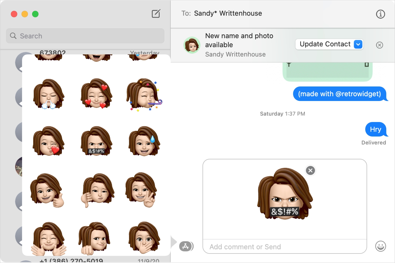 Mac Messages Add Memoji Sticker