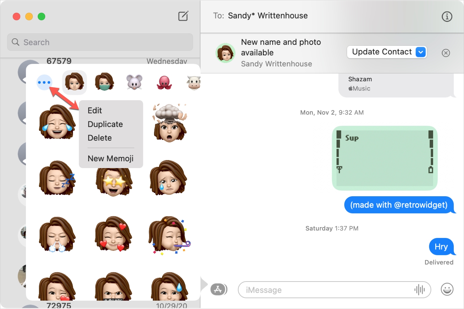 Mac Messages Pick Memoji Edit or New