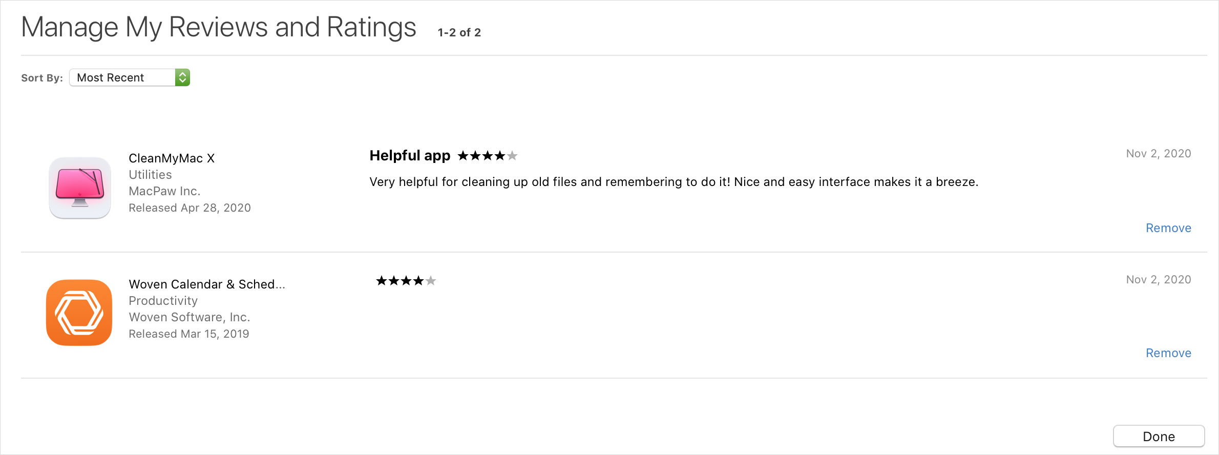 Manage My Ratings and Reviews on the Mac App Store