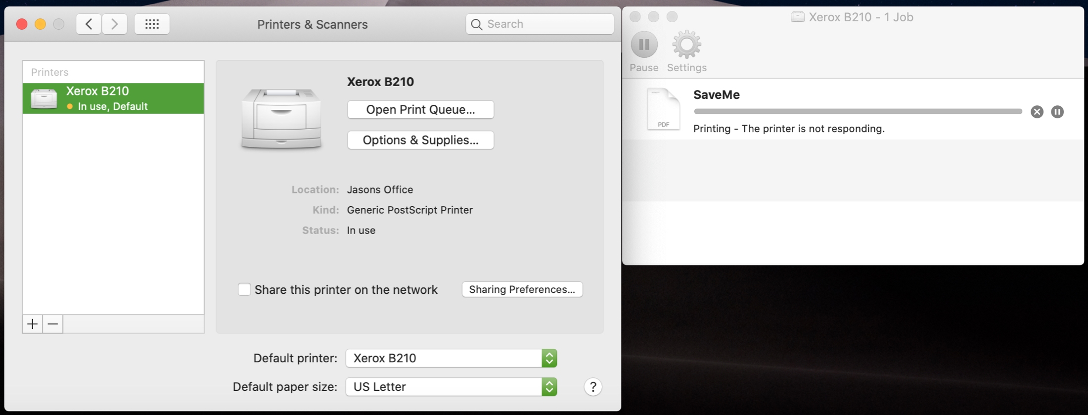 Printers and Scanners with the Print Queue on Mac