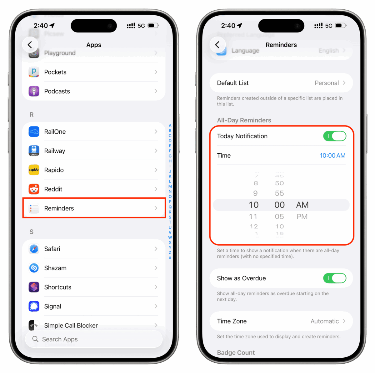How to set a default time for all-day reminders on iPhone and Mac