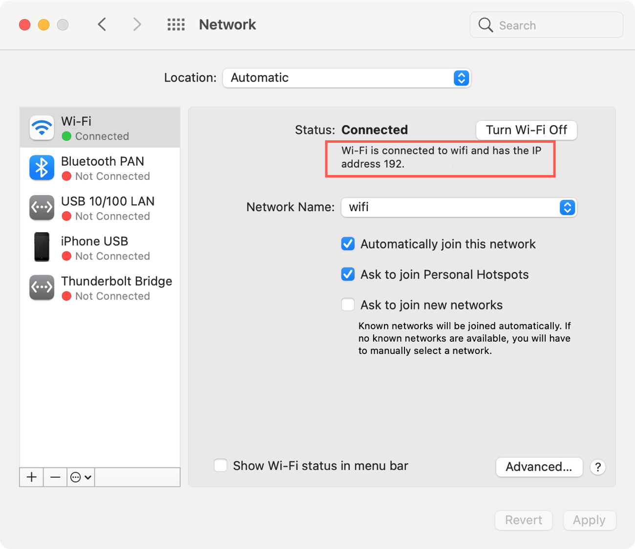 System Preferences Network IP