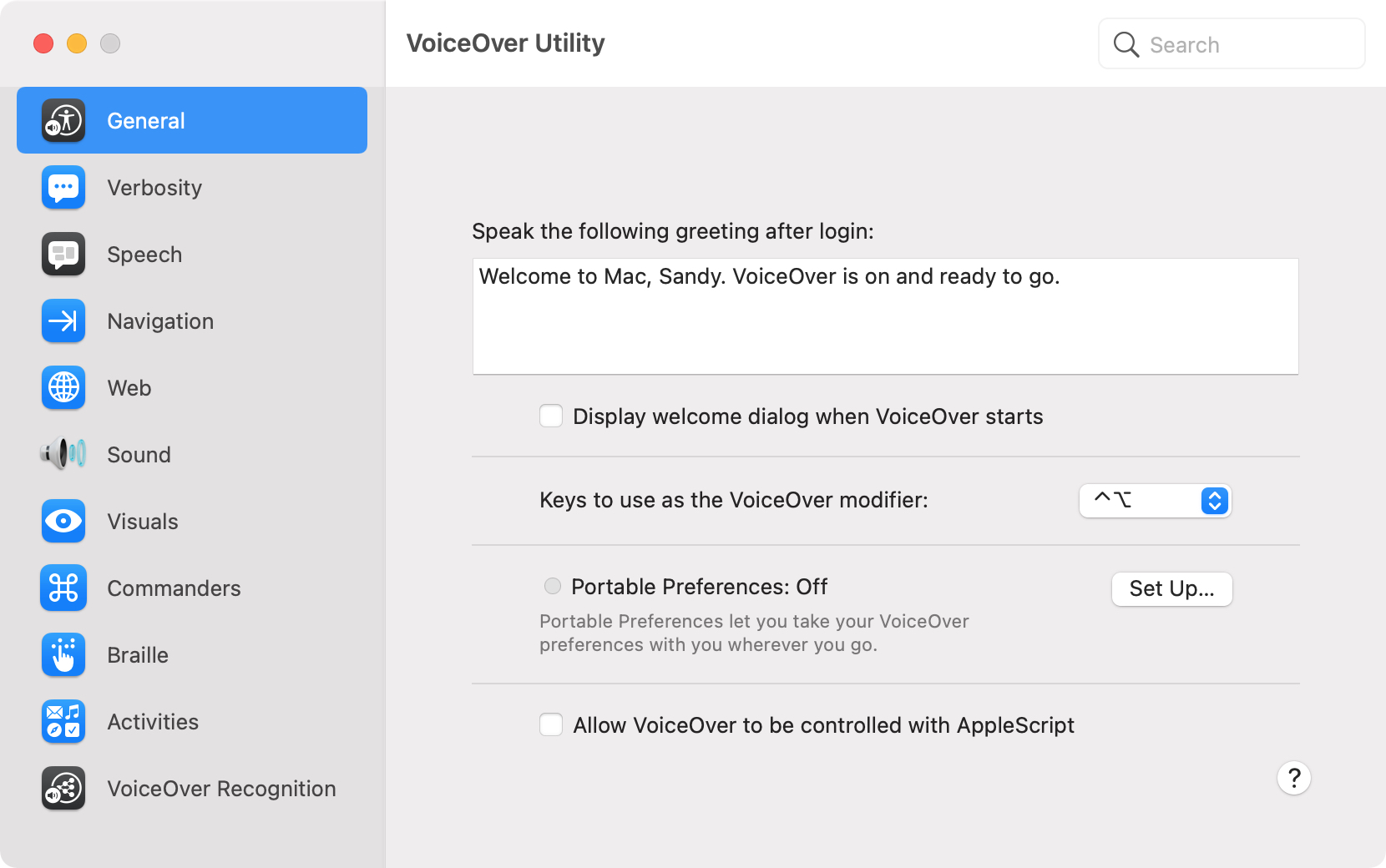 VoiceOver Utility General
