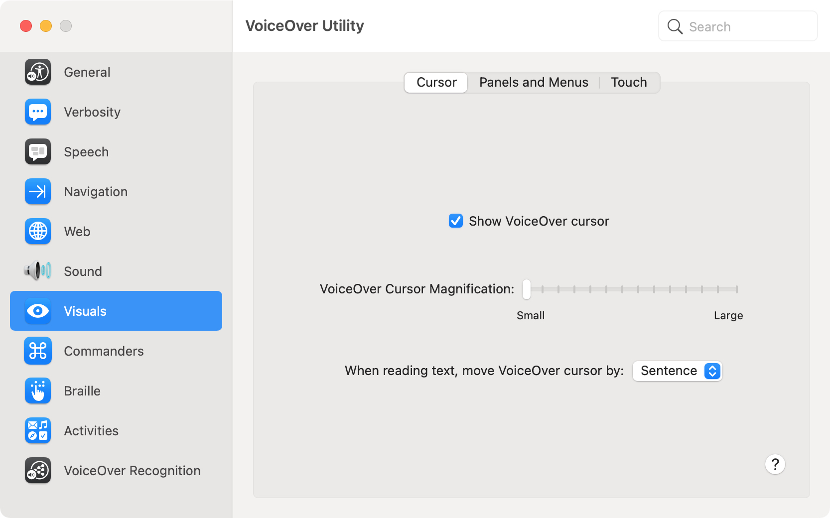 VoiceOver Utility Visuals