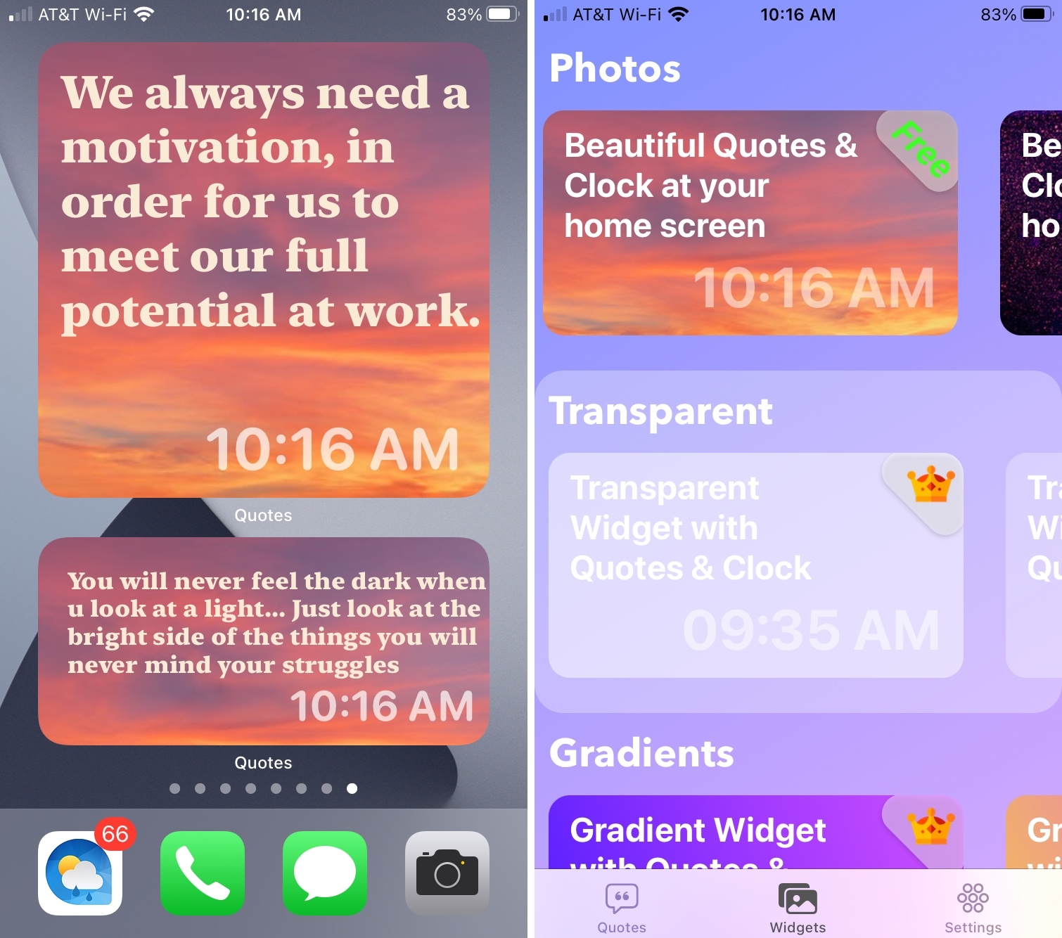Widget Quotes for Home Screen on iPhone