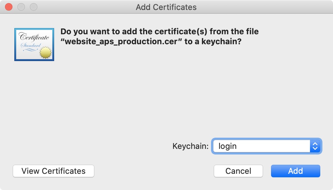 add certificate to Keychain