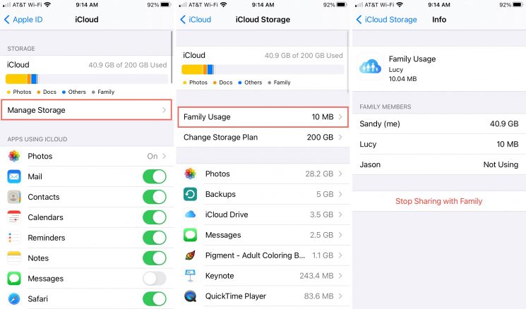 How to see iCloud storage usage for your Family Sharing group