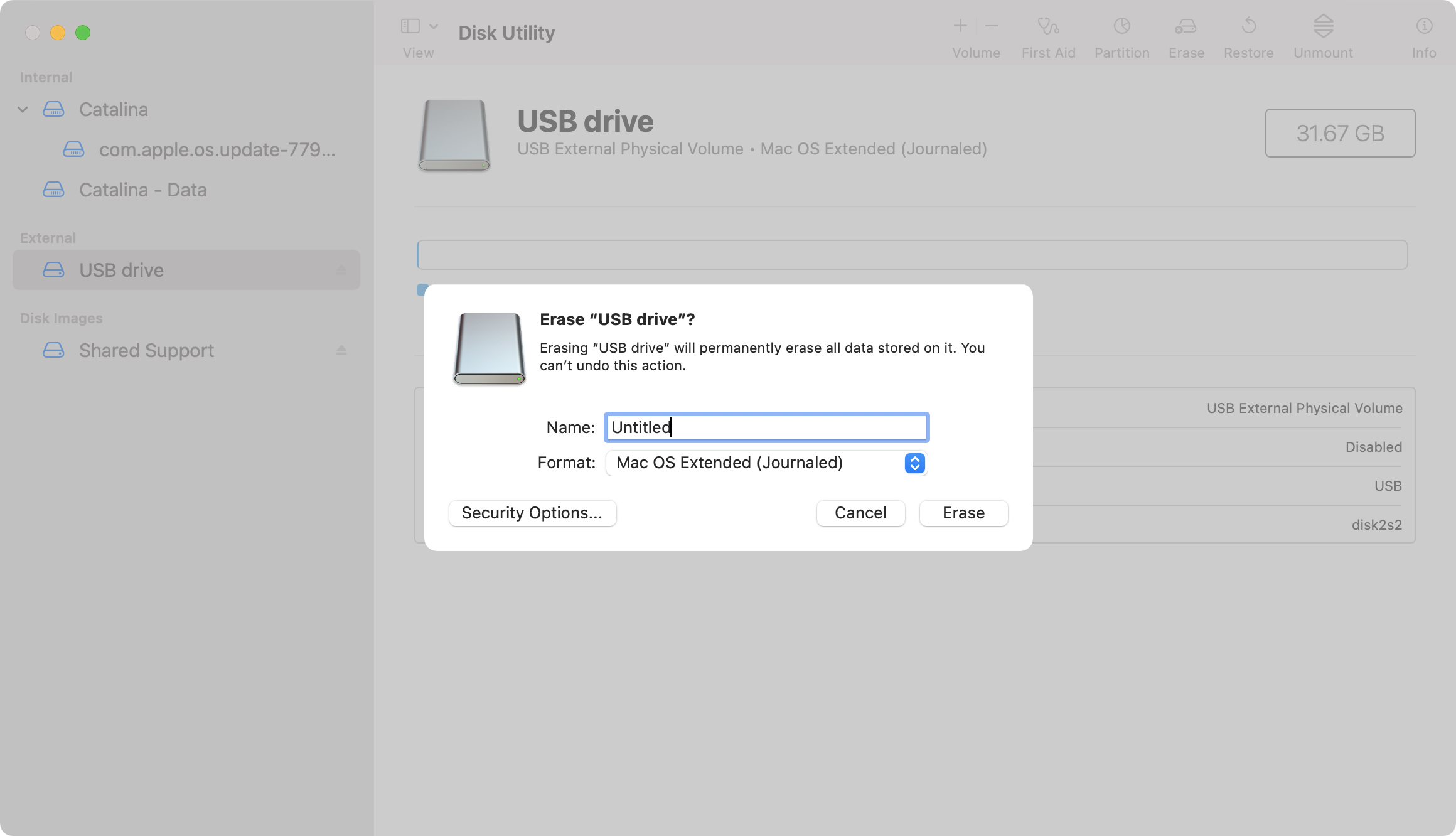 clean install macOS 11 Big Sur - erasing USB disk