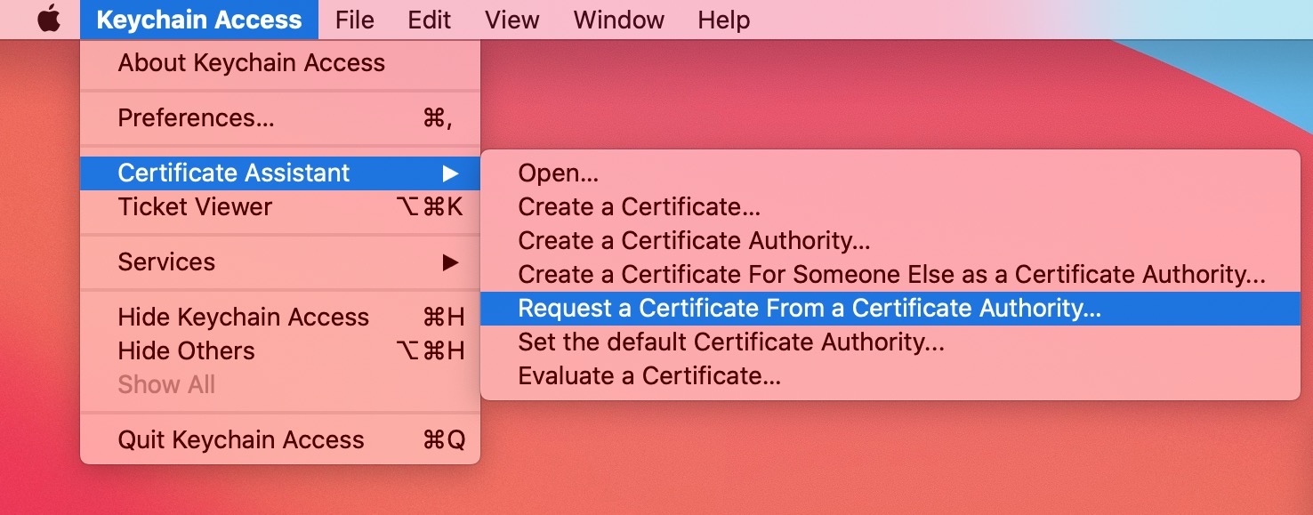 request a certificate from a certificate authority