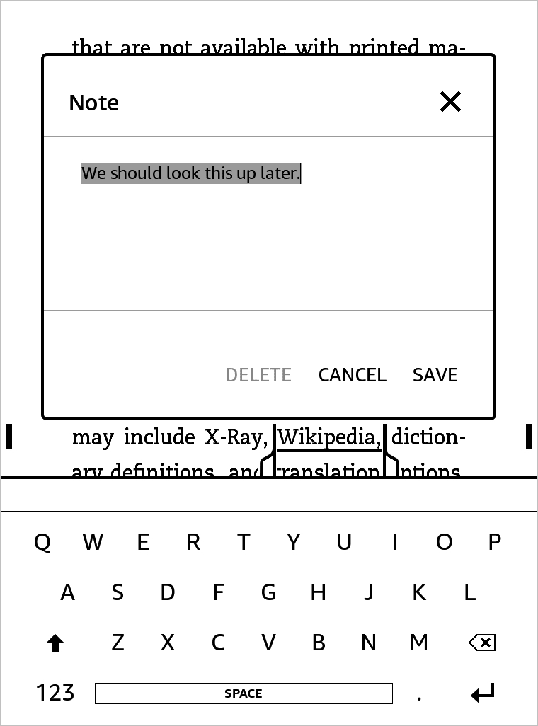 Add Note on Kindle Paperwhite