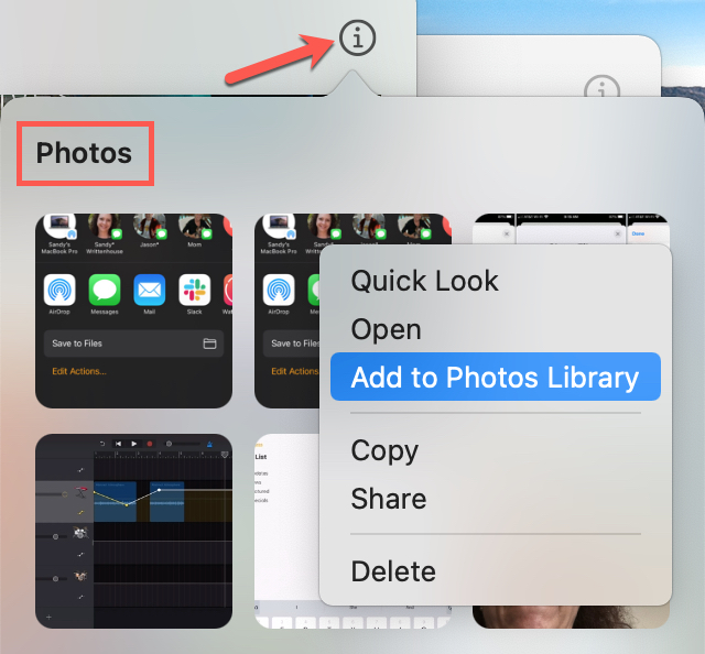 Add to Photos Library from Messages on Mac