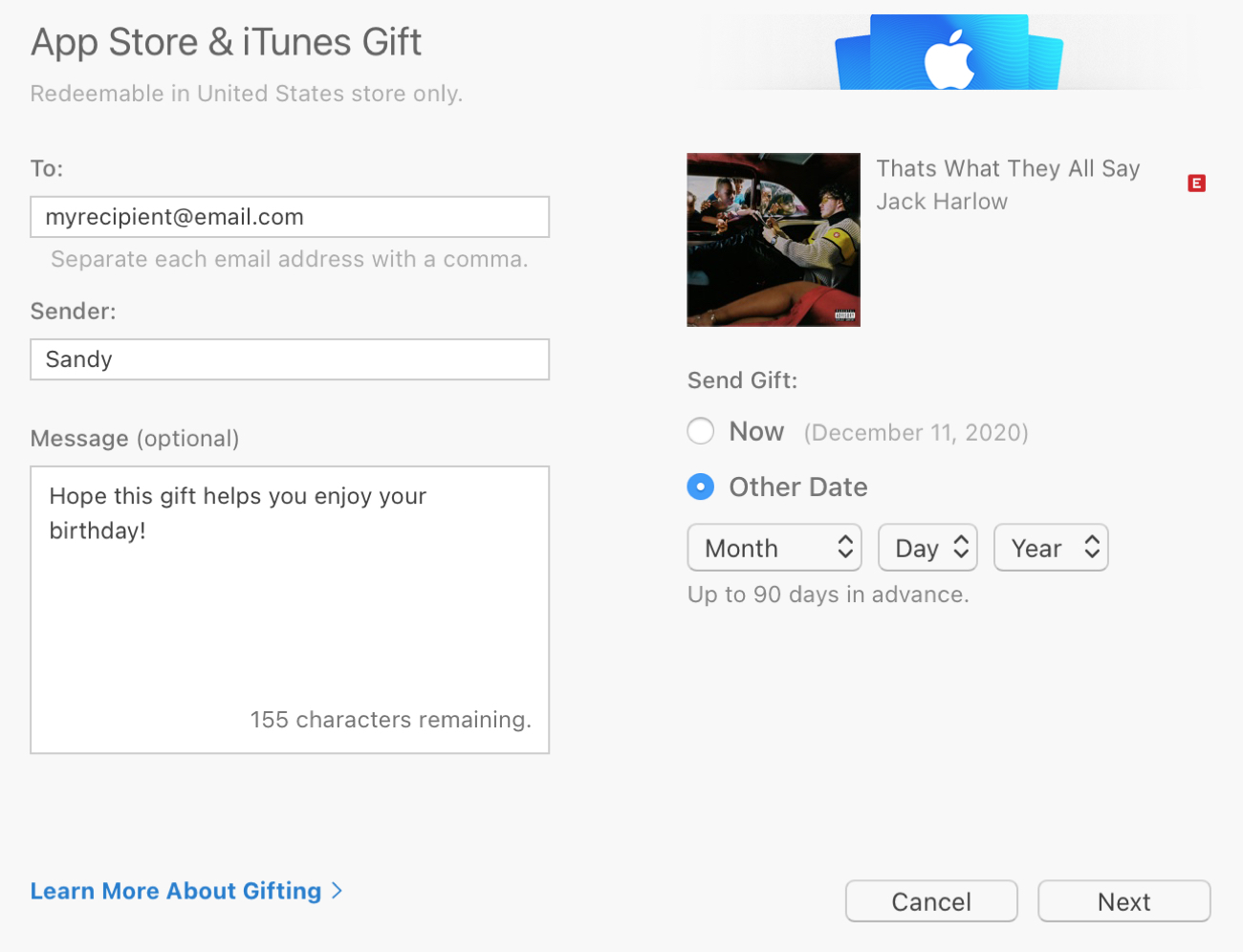App Store iTunes Gift on Mac