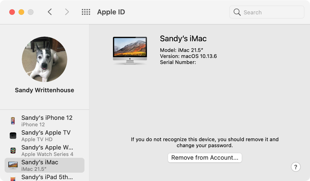 Apple ID Device List Remove on Mac