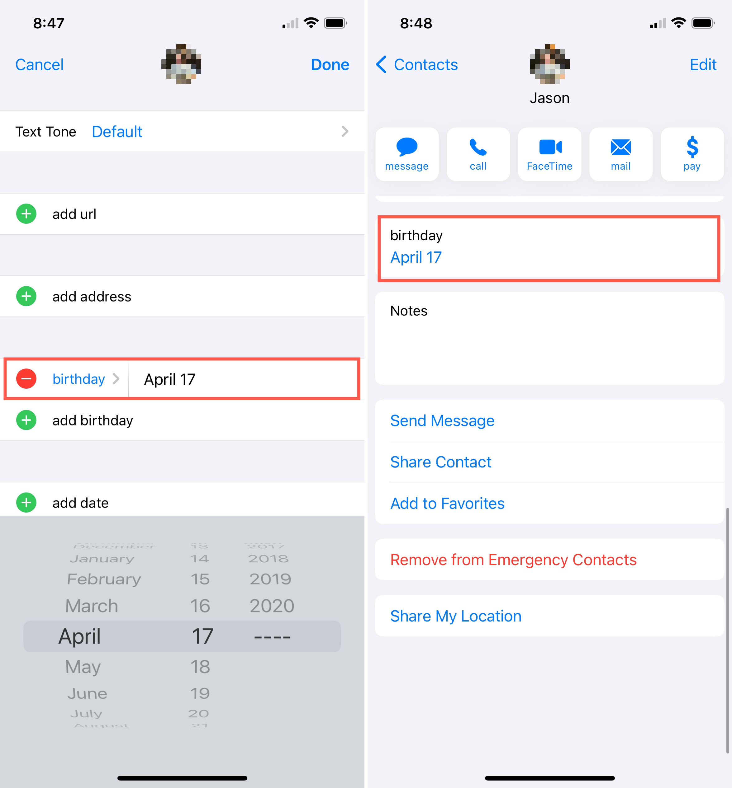 Add Birthday to Contacts on iPhone
