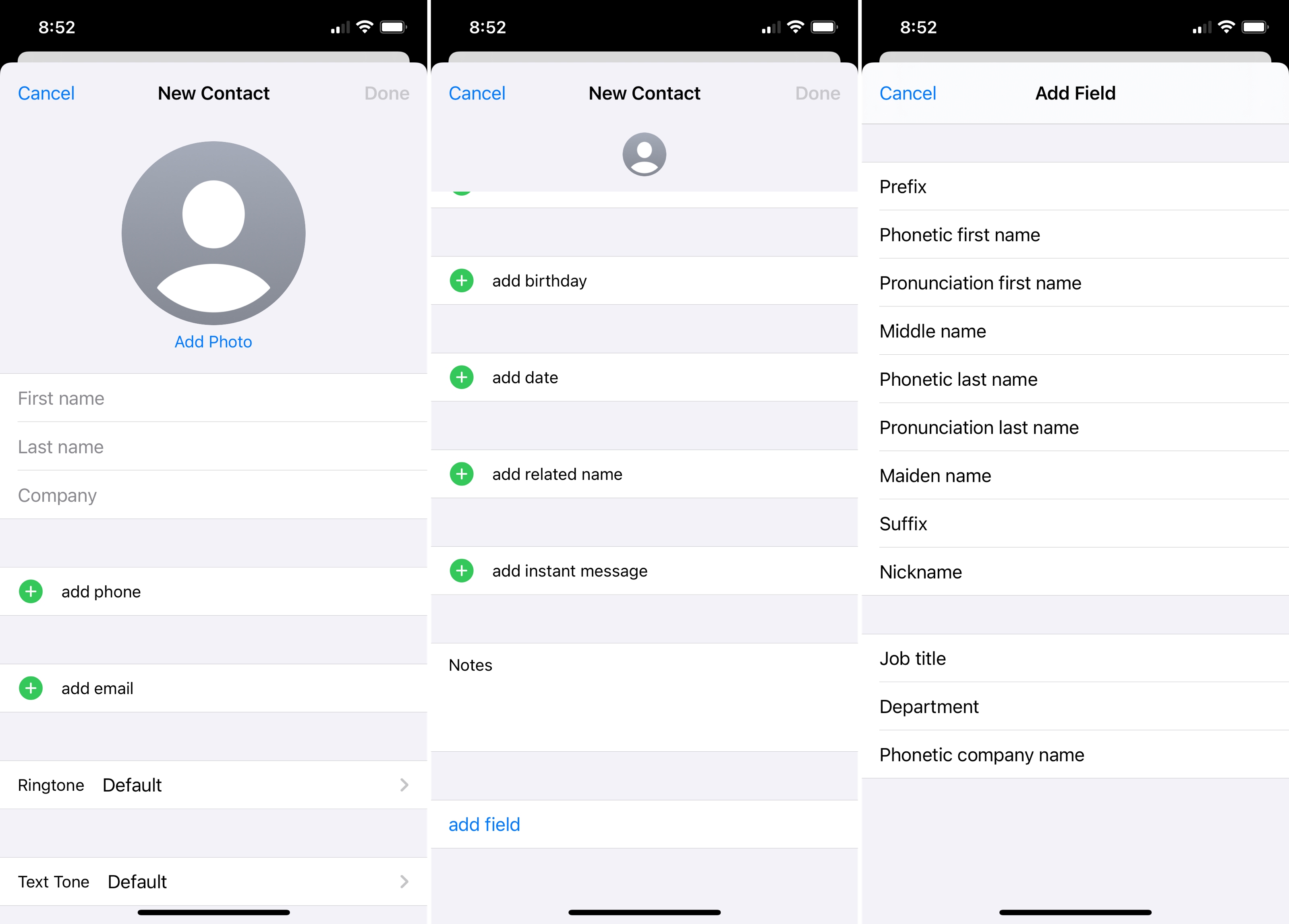 Create New Contacts App iPhone