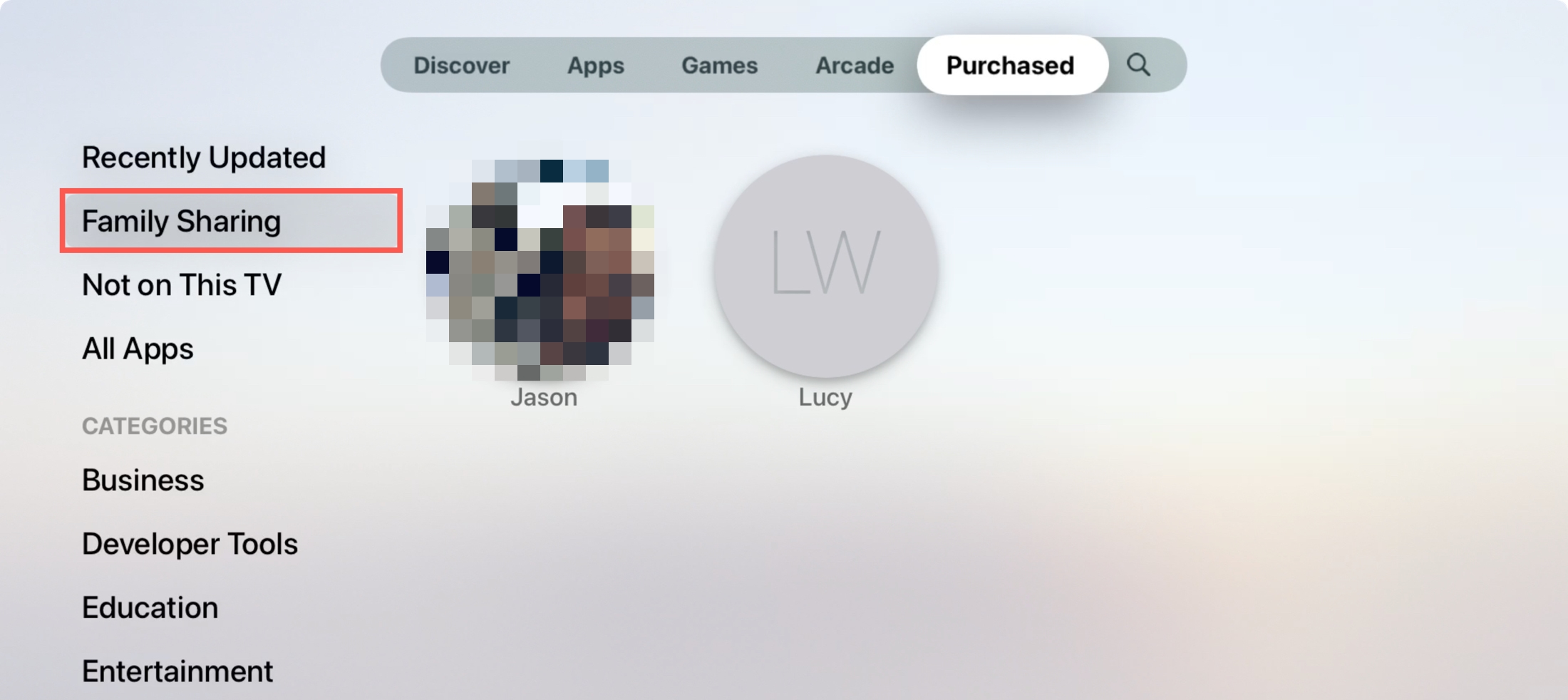 Family Purchases in the App Store on Apple TV