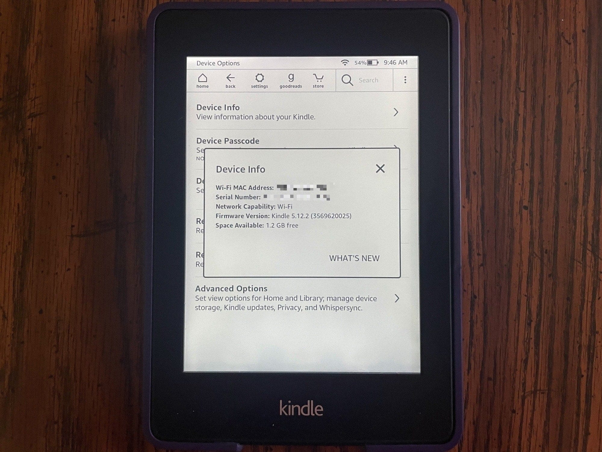 Kindle Paperwhite Device Info Details