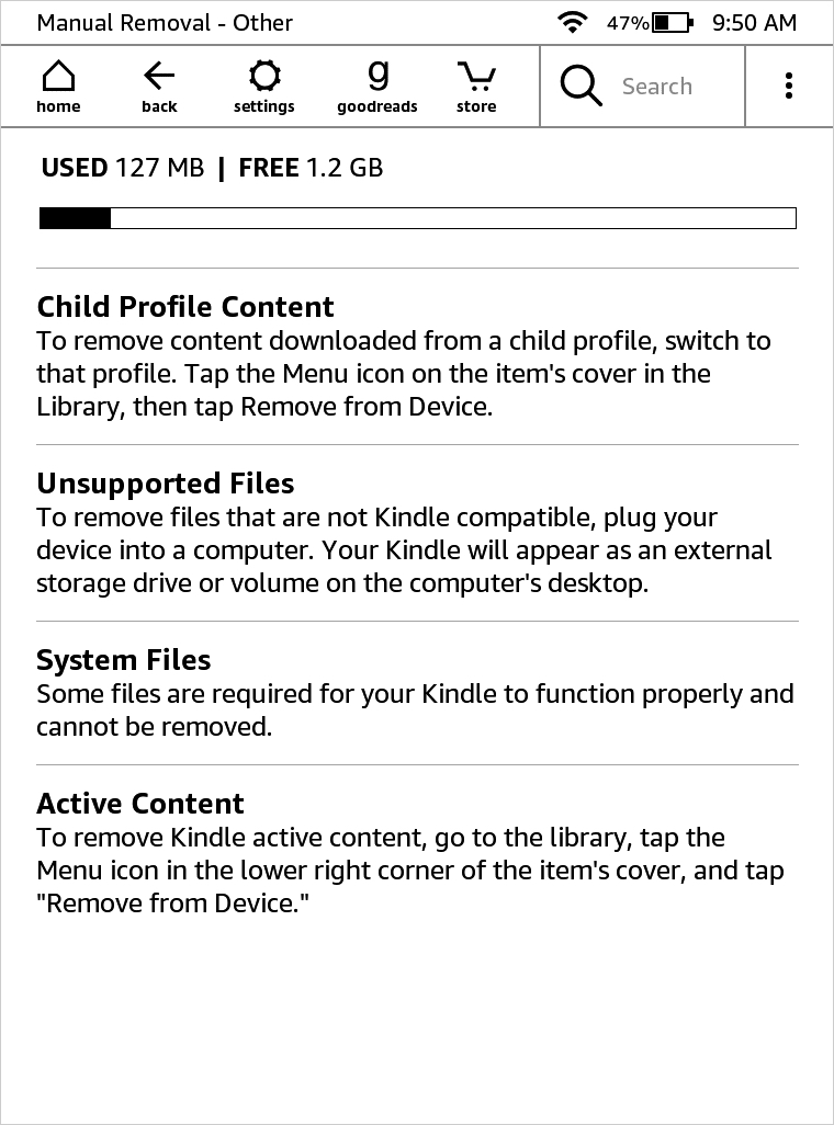 Manual Removal Others Category on Kindle Paperwhite