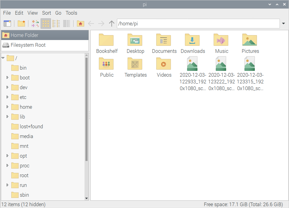 Raspberry Pi OS Desktop File Manager