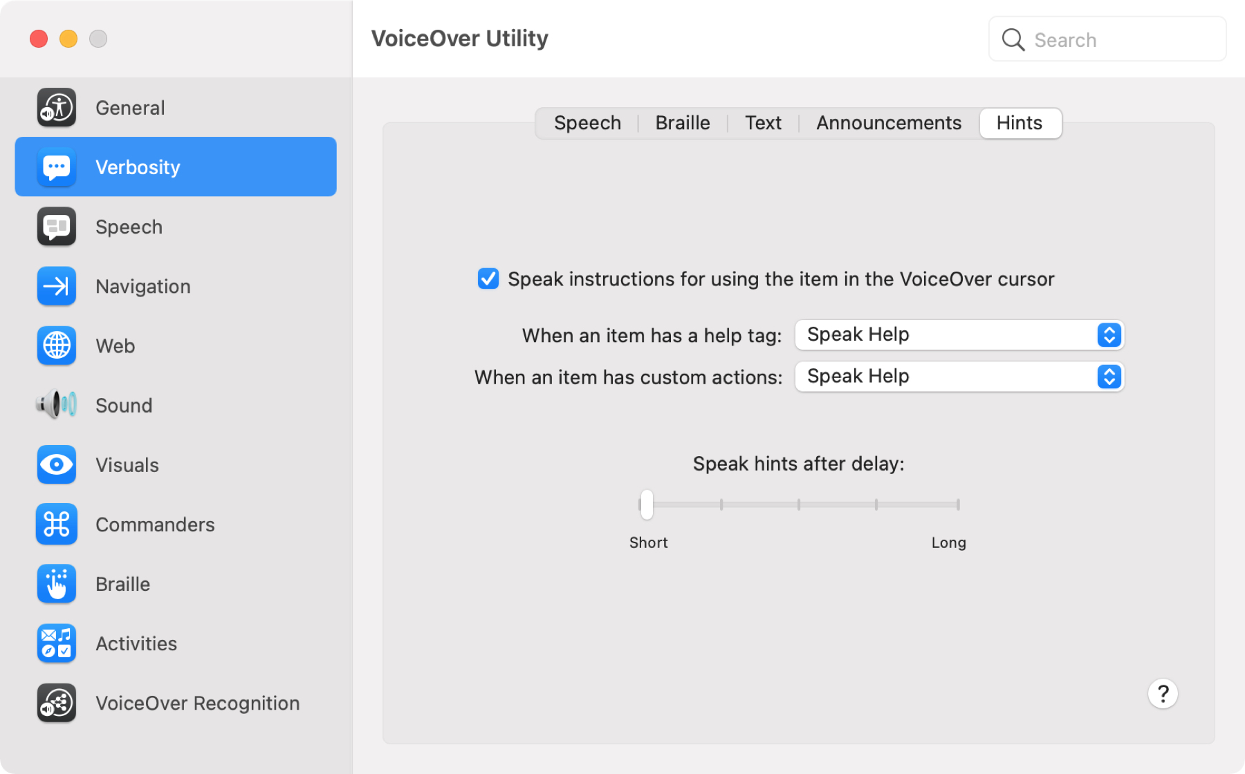VoiceOver Utility Hints