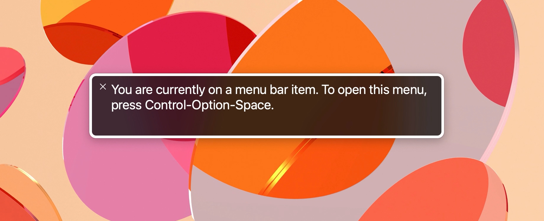 VoiceOver Mac menu bar item command