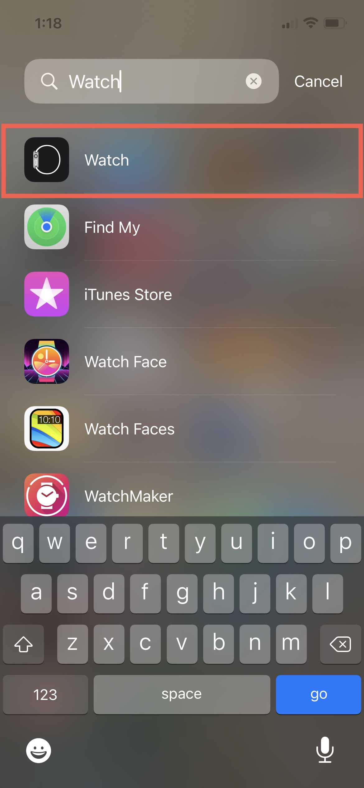 Watch App Library Search iPhone