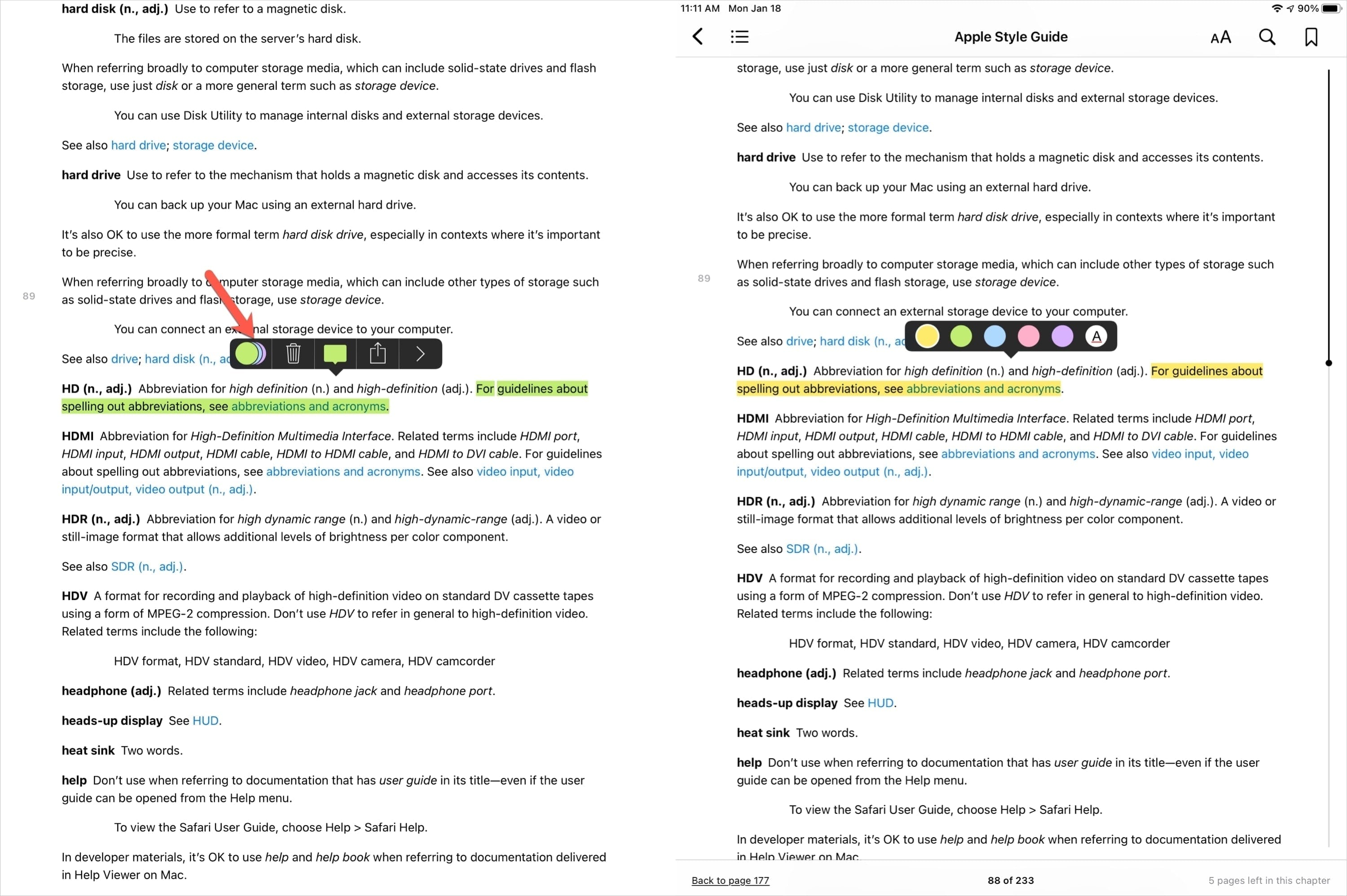 Add Highlight and Change Color in Books with Apple Pencil