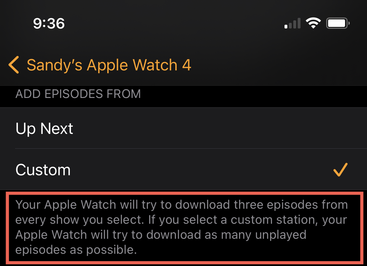 Apple Watch About Podcast Downloads