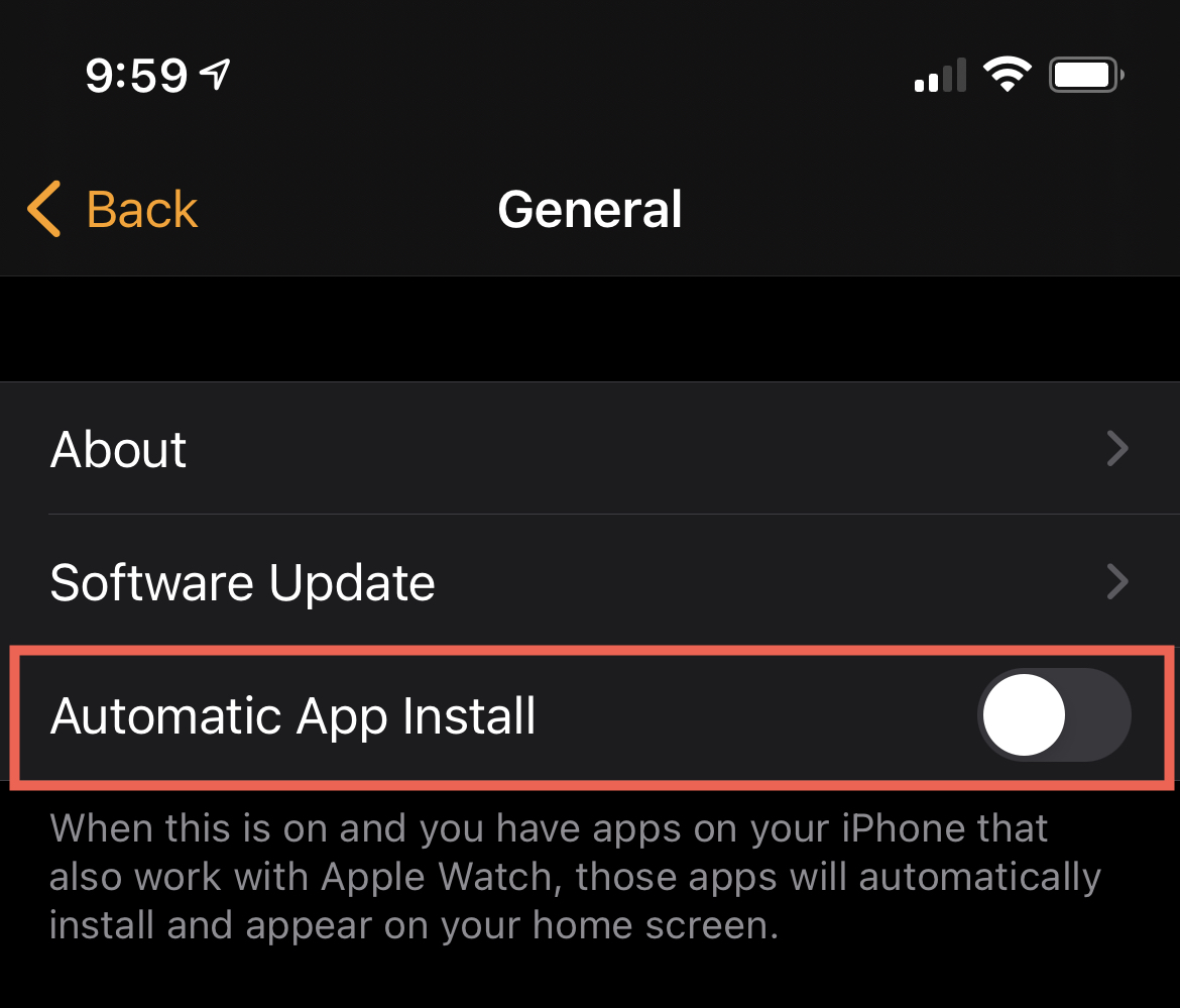 Apple Watch Disable Auto Download for Apps