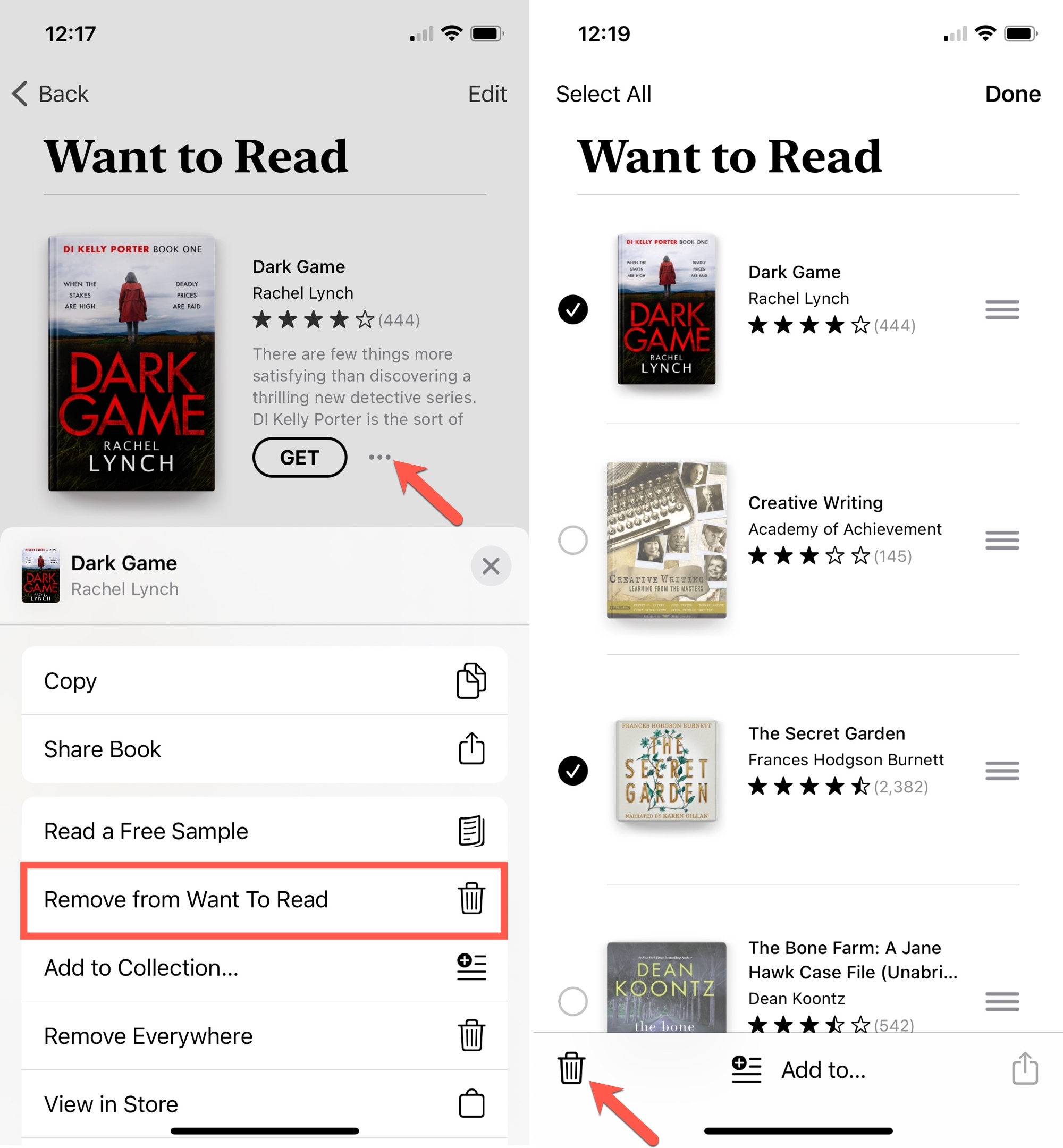 Books on iPhone Remove from Want to Read