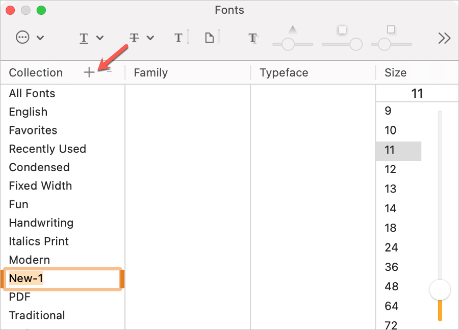 Create Font Book Collection in Pages on Mac