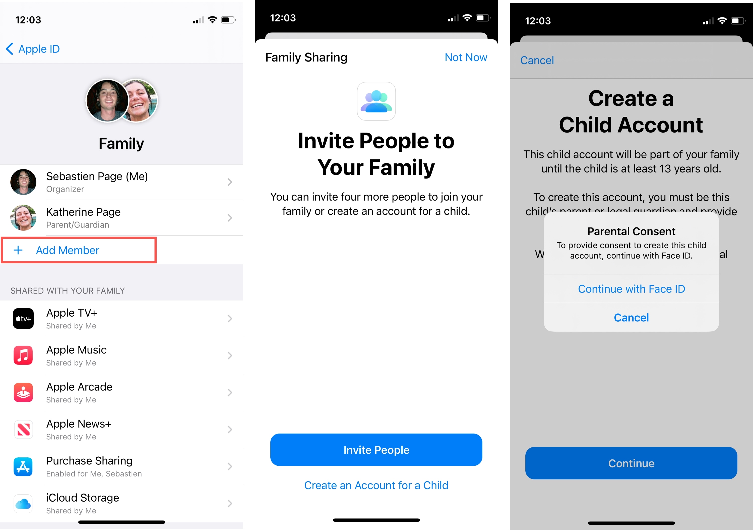 Family Sharing Add Member on iPhone