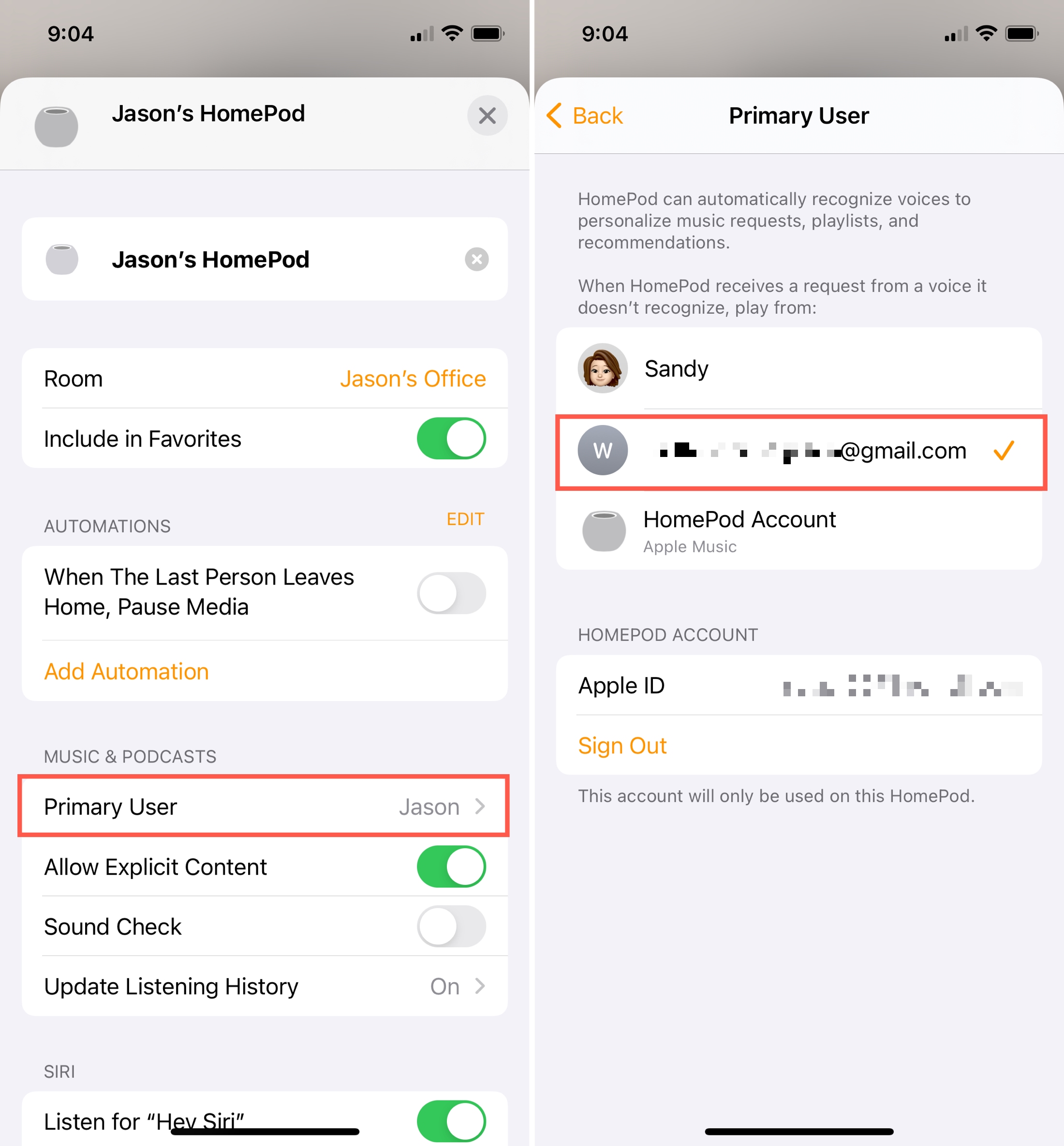 Set Primary User for HomePod on iPhone