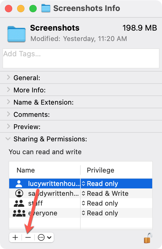 Sharing and Permissions Remove User