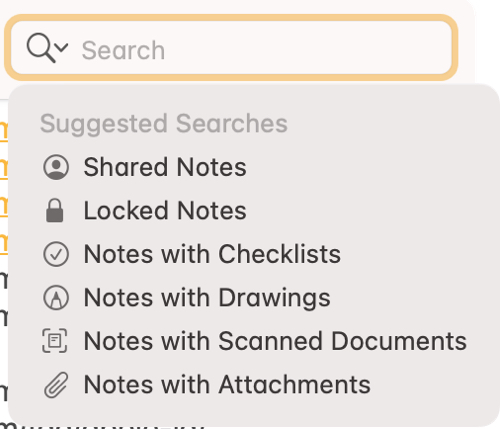 Use Suggested Searches in Notes